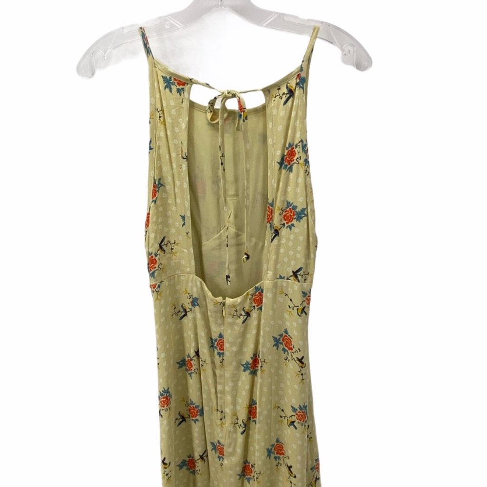 U.O. PALE YELLOW FLORAL/BIRDS HALTER DRESS.MINI 10 - Picture 2 of 10